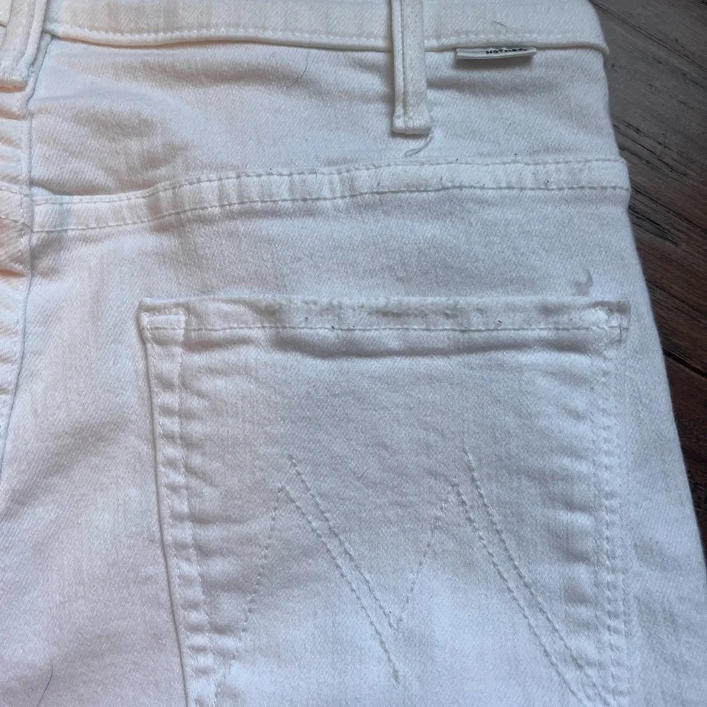 MOTHER Hustler Ankle Fray White Straight Leg Jeans Size 28 - Picture 11 of 14